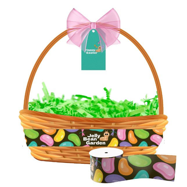Wide Easter Ribbon Jelly Bean Garden (This is a listing for the ribbon hang tags sold separately in the Jelly Bean Garden Party Collection)