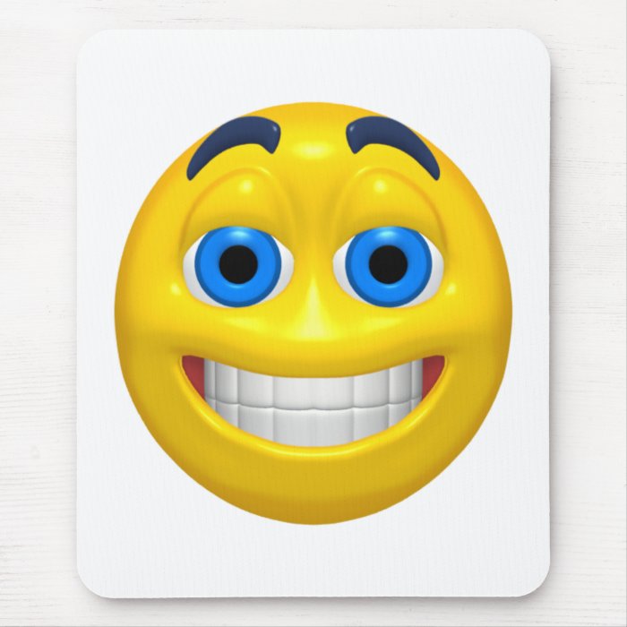 Wide eye yellow smiley mouse mat