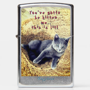 Wide Eyed Kitten (w/ Name or Intials) Zippo Lighter