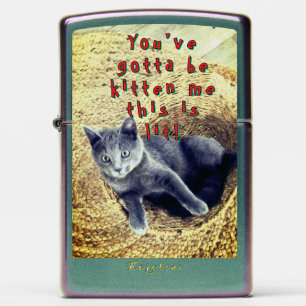 Wide Eyed Kitten (w/ Name or Intials) Zippo Lighter