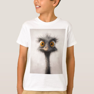 Wide-Eyed Ostrich Cartoon Portrait T-Shirt