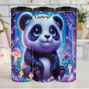 Wide-Eyed Panda in a Magical Forest Thermal Tumbler