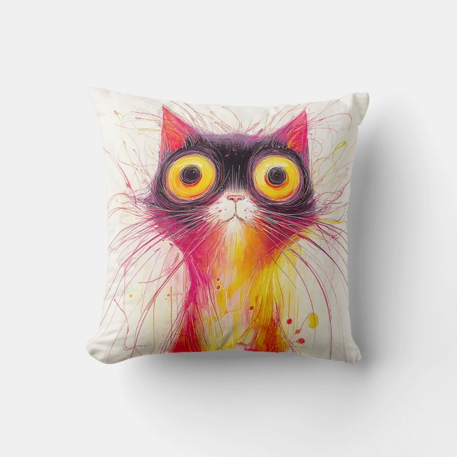 Wide-Eyed Whimsy Throw Pillow (Front)