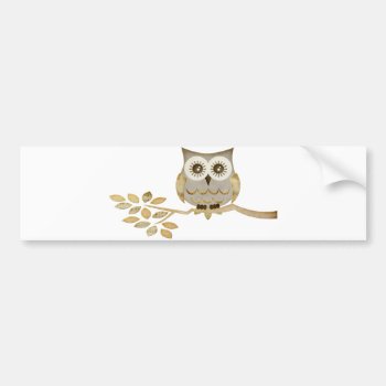 Wide Eyes Owl In Tree Bumper Sticker by CuteLittleTreasures at Zazzle