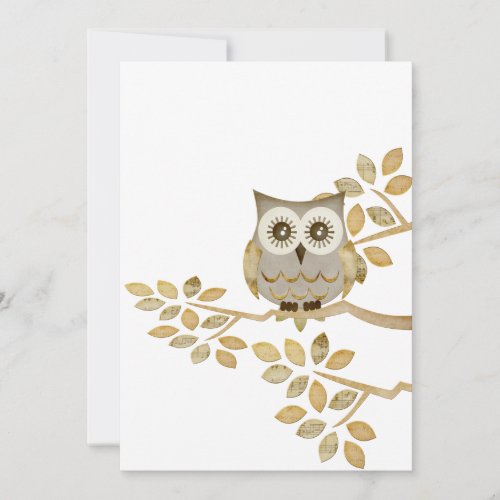 Wide Eyes Owl in Tree Invitation
