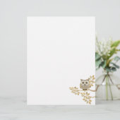 Wide Eyes Owl in Tree Letterhead (Standing Front)