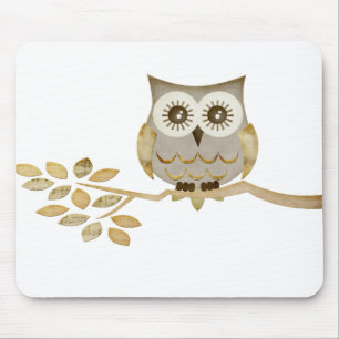Wide Eyes Owl in Tree Mousepad