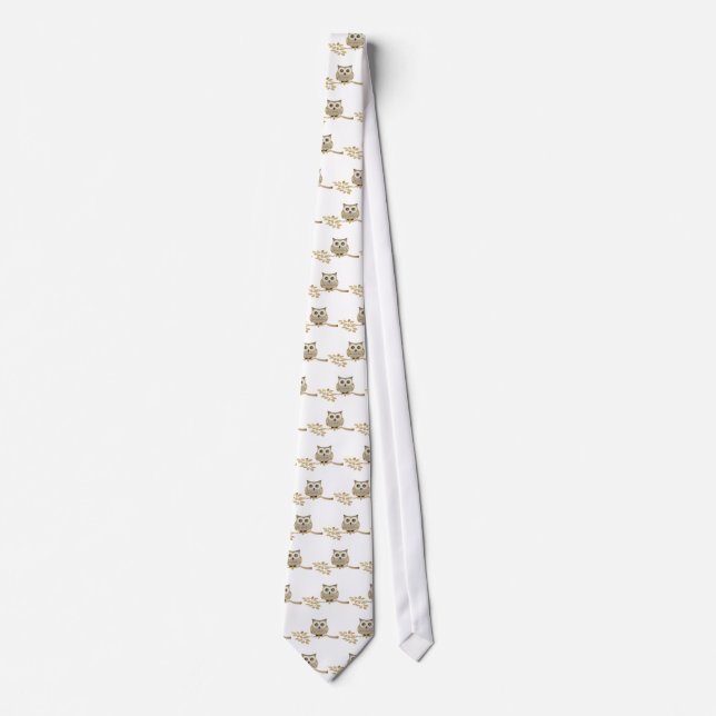 Wide Eyes Owl in Tree Neck Tie (Front)