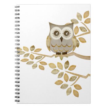 Wide Eyes Owl In Tree Notebook by CuteLittleTreasures at Zazzle