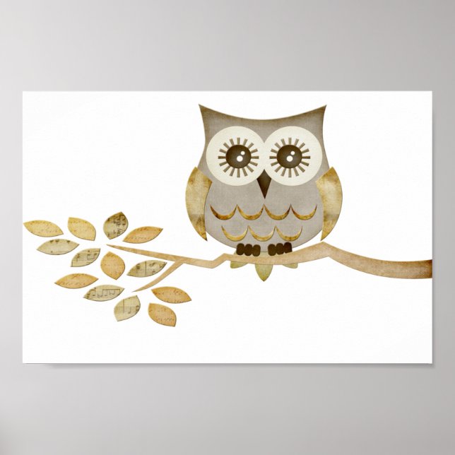 Wide Eyes Owl in Tree Poster (Front)