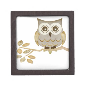 Wide Eyes Owl In Tree Premium Gift Box by CuteLittleTreasures at Zazzle