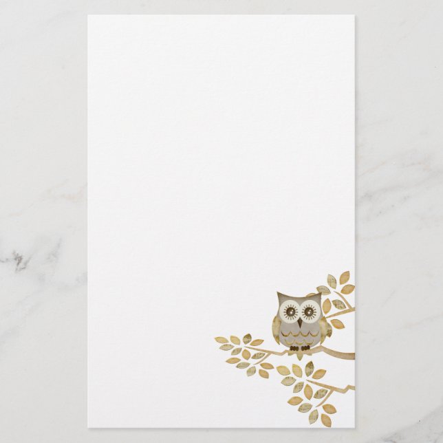 Wide Eyes Owl in Tree Stationery (Front)