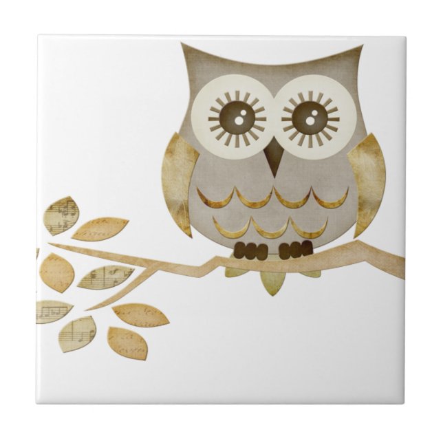 Wide Eyes Owl in Tree Tile (Front)