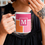 Wide Feminine Stripes with Monogram Coffee Mug<br><div class="desc">Stripes from soft to bold pink and orange colors with your Monogram. Bring some happiness in your life with this popping colors.</div>