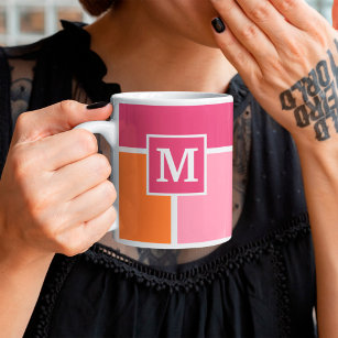 Wide Feminine Stripes with Monogram Coffee Mug