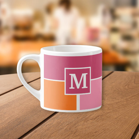 Wide Feminine Stripes With Monogram Espresso Cup