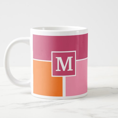 Wide Feminine Stripes with Monogram Giant Coffee Mug