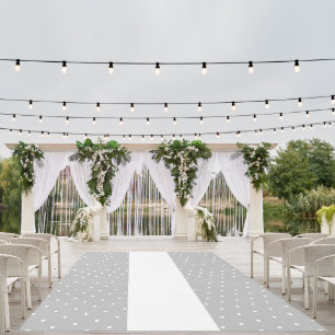 Wide Formal Gray White Stripes Tiled Polka Dots Outdoor Rug