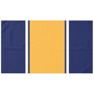 Wide Golden Orange White Racing Stripes On Navy Tablecloth
