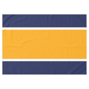 Wide Golden Yellow Orange White Navy Blue Stripes Tablecloth