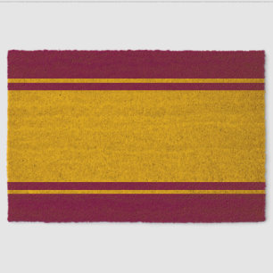Wide Golden Yellow Wine Red Racing Stripes Fiber Doormat