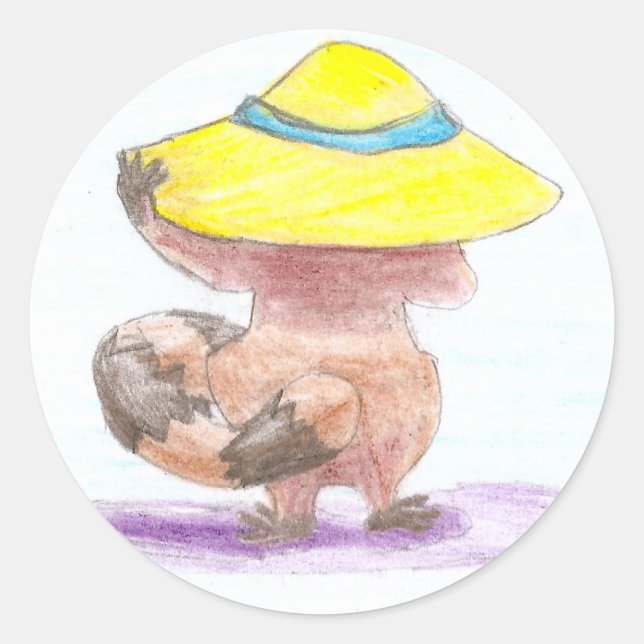 Wide Hat Raccoon Classic Round Sticker (Front)