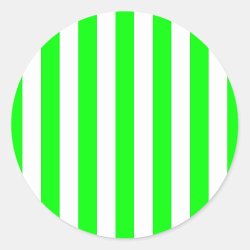 Wide Lime Stripes Classic Round Sticker