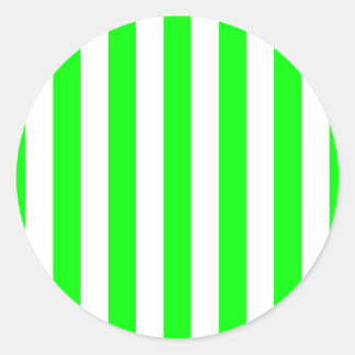 Wide Lime Stripes Classic Round Sticker
