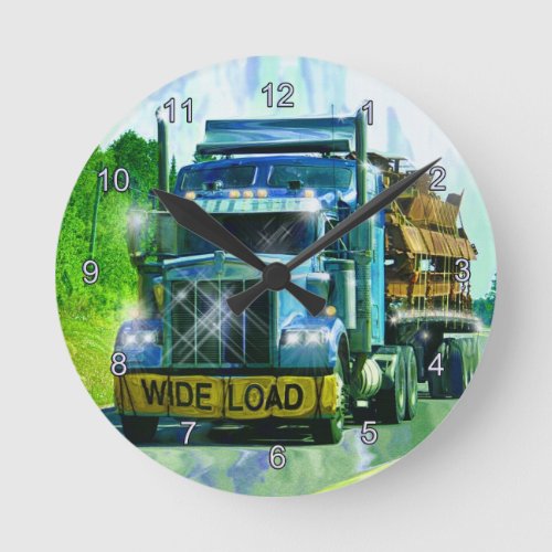 WIDE LOAD Freight Truck Haulage Trucker Wall Clock
