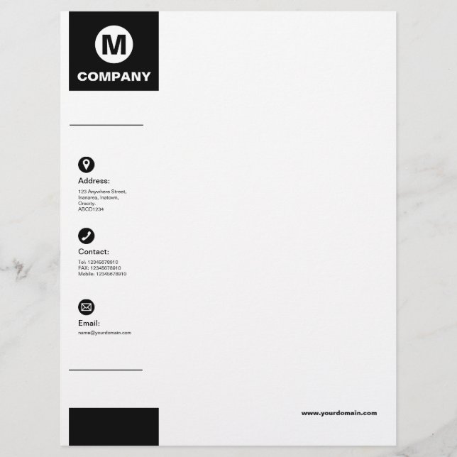 Wide Margin - Black Letterhead (Front)