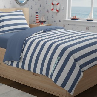 Wide Nautical Striped Weave Navy White ID1248