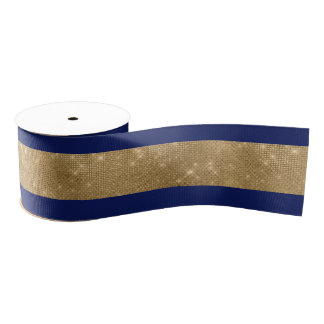 Wide Navy and Gold Ribbon