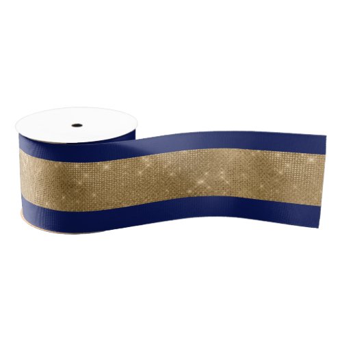 Wide Navy and Gold Ribbon