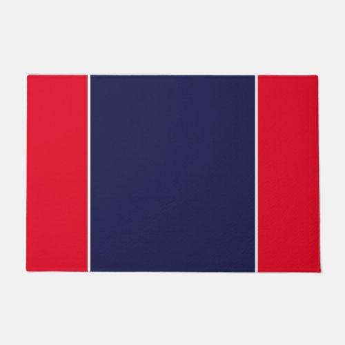 Wide Navy Blue White Bright Red Vertical Stripes  Doormat