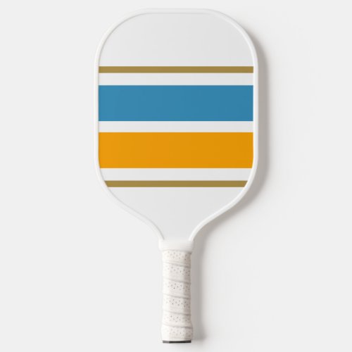Wide Ocean Blue Golden Yellow Racing Stripes  Pickleball Paddle