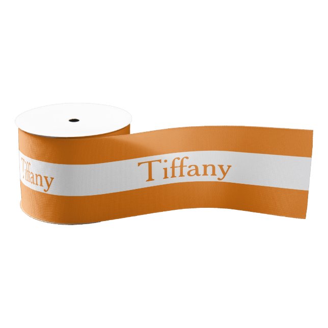 Wide Orange and White Personalize Grosgrain Ribbon (Spool)