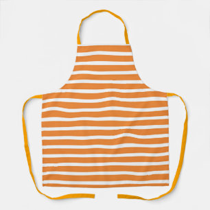 Wide Orange White Horizontal Stripes Chef  Apron