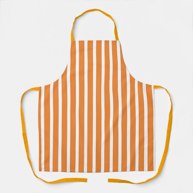 Wide Orange White Stripes Apron (Front)