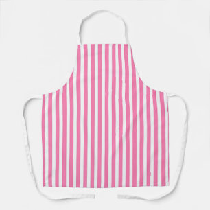 Wide Pink White Stripes Apron