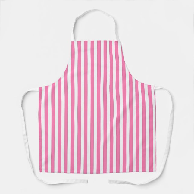 Wide Pink White Stripes Apron (Front)