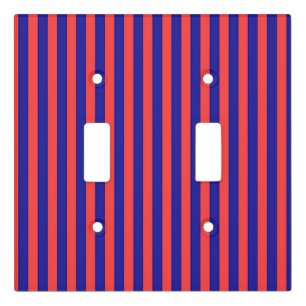 Wide Red And Blue Stripes Light Switch Cover