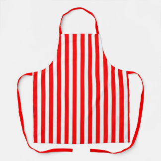 Wide Red White Stripes Apron