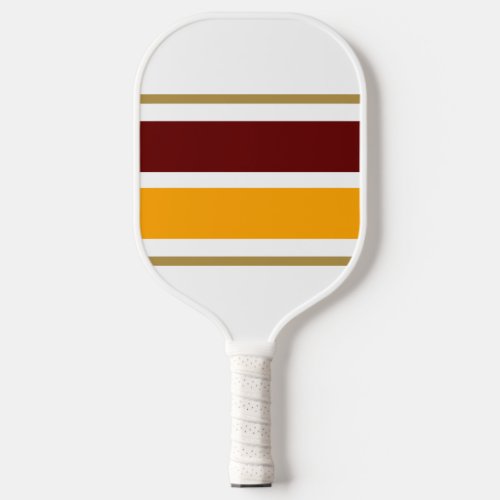Wide Retro Deep Red Golden Yellow Racing Stripes  Pickleball Paddle