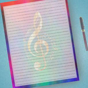 Wide Ruled Gold Music Treble Clef Bright Colorful Notepad
