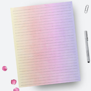 Wide Ruled Paper - Watercolor Yellow Pink Purple Notepad