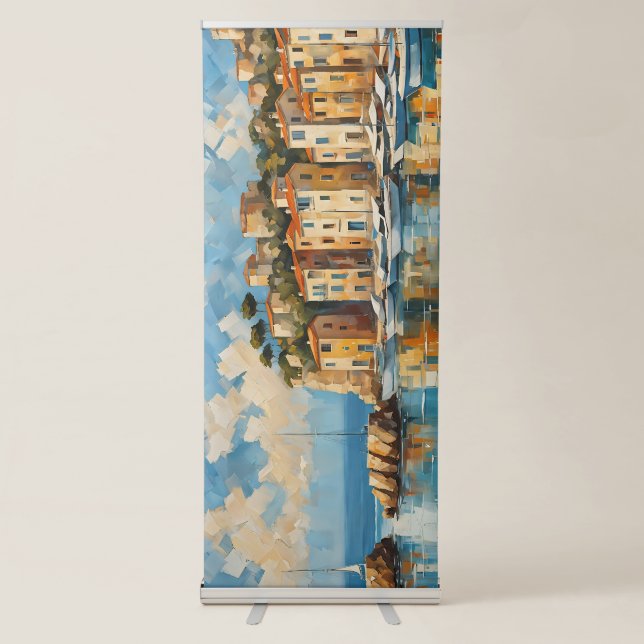 Wide Seascape Mediterranean Ancient Harbour        Retractable Banner (Front)