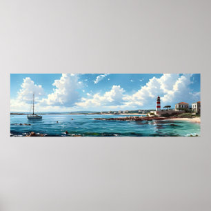 Wide Seascape Mediterranean Bay Poster