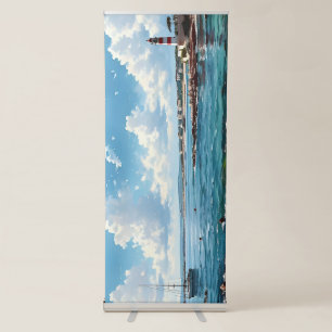 Wide Seascape Mediterranean Bay Retractable Banner