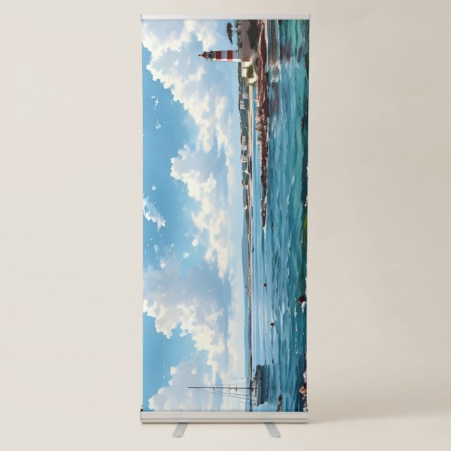 Wide Seascape Mediterranean Bay Retractable Banner (Front)