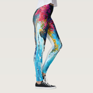 Wide Seascape Mediterranean Beach and Rocks Leggings